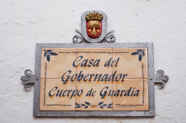 Alburquerque, İspanya - 20 Şubat 2021: Alburquerque Valisi. Orta Çağ, Badajoz, Extremadura, İspanya