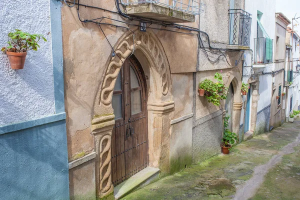 Alburquerque Medieval Quarter Badajoz Extremadura Španělsko Charakteristické Domy Pocházející Středověku — Stock fotografie