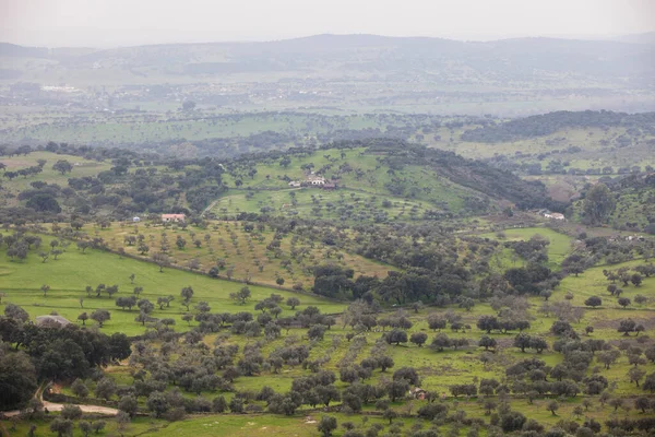 Sierra San Pedro Dehesas Alburquerque Extremadura Spanien Blick Von San — Stockfoto