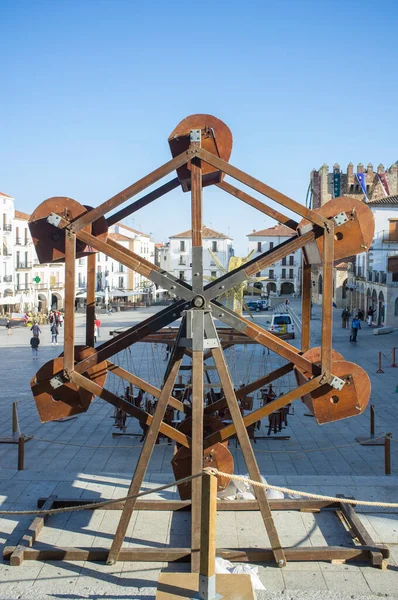 Caceres Spain Nov 19Th 2021 Wooden Human Powered Ferris Wheel — Stock Photo, Image