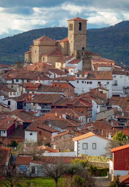 Hervas Köyü Kuzey Manzaralı Ambroz Vadisi Köyü Caceres Extremadura Spanya — Stok fotoğraf