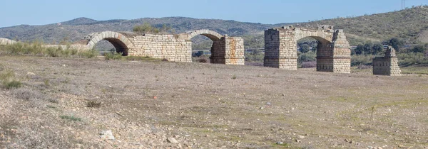 Alconetar Bridge Remanis Garrovillas Alconetar Caceres Španělsko Segmentální Obloukový Most — Stock fotografie