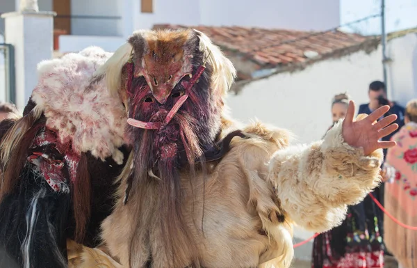 Cáceres España Enero 2022 Máscara Grotesca Del Festival Carantonas Acehuche — Foto de Stock