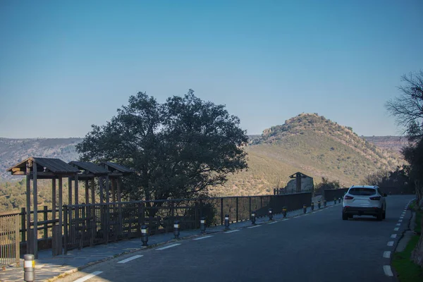 Salto Del Gitano Rockface停车场 在前208号公路旁边 西班牙埃斯特雷马杜拉Caceres Monfrague国家公园 — 图库照片