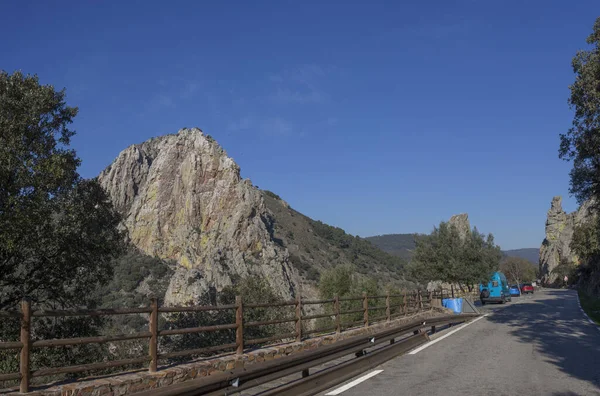 Salto Del Gitano Rockface停车场 在前208号公路旁边 西班牙埃斯特雷马杜拉Caceres Monfrague国家公园 — 图库照片