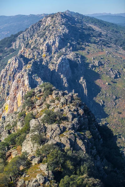 Monfrague Ulusal Parkı Quartzitic Tarak Caceres Extremadura Spanya Kaleden Genel — Stok fotoğraf