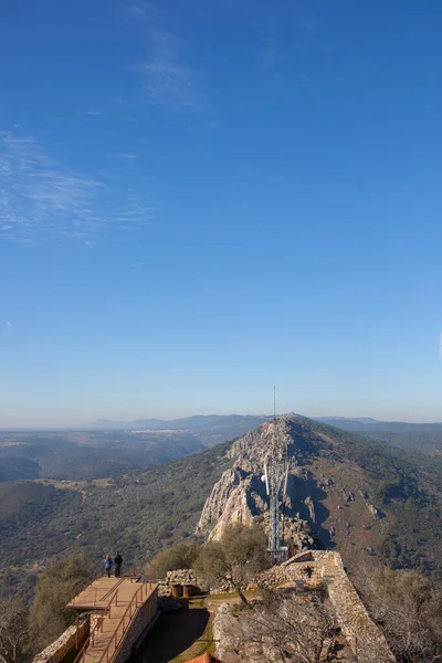 Platform Açısından Parkı Izleyen Ziyaretçiler Monfrague Ulusal Parkı Caceres Extremadura — Stok fotoğraf