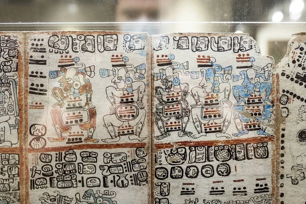 Madrid Spanien Juli 2020 Besucher Beobachten Den Berühmten Codex Madrid — Stockfoto