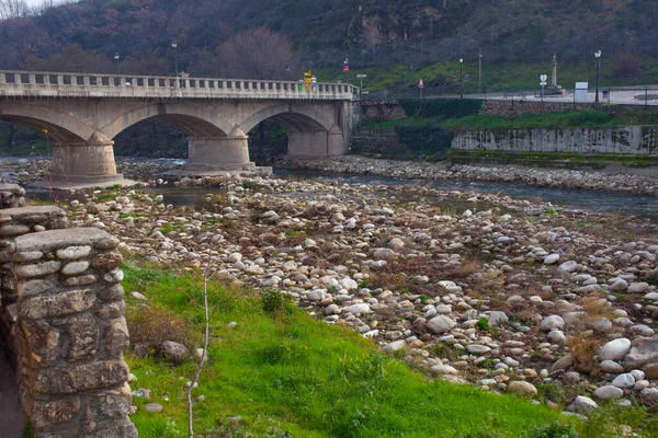 Navaconcejo Old Bridge Puente Viejo Winter Caceres Extremadura Spain — 스톡 사진