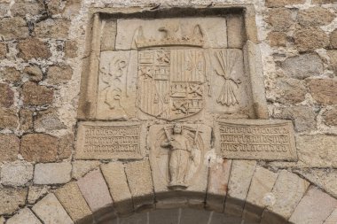 Plasencia 'daki Ortaçağ Caddesi' ndeki Berrozana Kapısı Eski kasaba, Caceres, Extremadura, İspanya