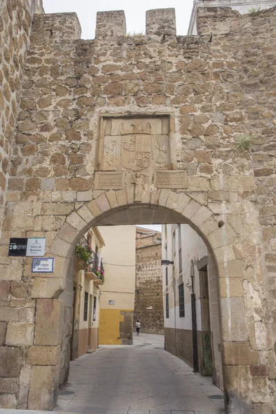 Puerta Berrozana Calle Medieval Casco Antiguo Plasencia Cáceres Extremadura España — Foto de Stock