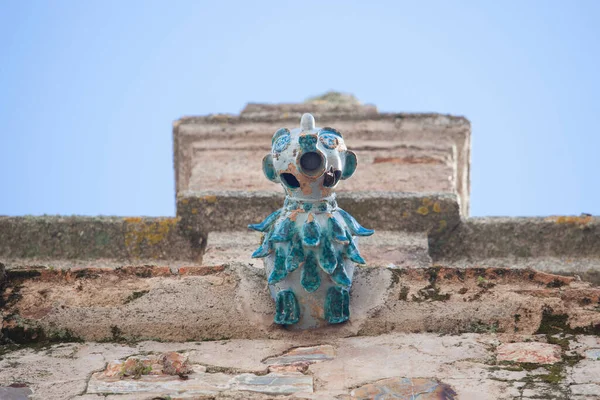 Porcelain Gargoyle Palace Weathervanes Caceres Historic Quarter Extremadura Spain — Stock Photo, Image