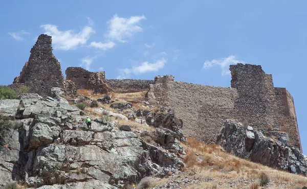 Bergsteiger Beim Aufstieg Auf Den Magacela Castle Hill Distrikt Serena — Stockfoto