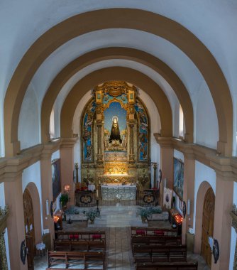 La Codosera, Spain - August 21th, 2021: Sanctuary of Our Lady of Chandavila. Main nave