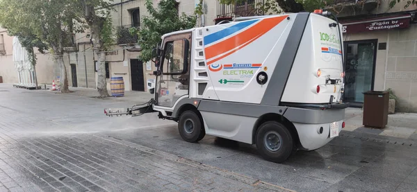 Caceres Spain July 26Th 2022 Street Washer Vehicle Cleaning Downtown — Fotografia de Stock