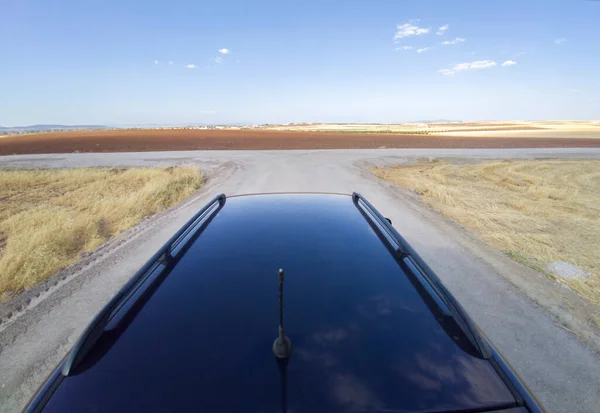 Driving Road Rural Tracks View Car Roof — Foto de Stock