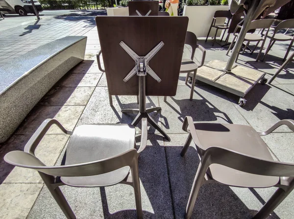 Foldable Tabletop Terrace Tables Terrace Restaurant Furniture Concept — ストック写真