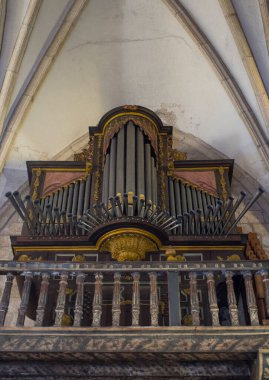 Caceres, Spain - Oct 26th, 2021: Church of San Juan, Caceres, Extremadura, Spain. Pipe organ
