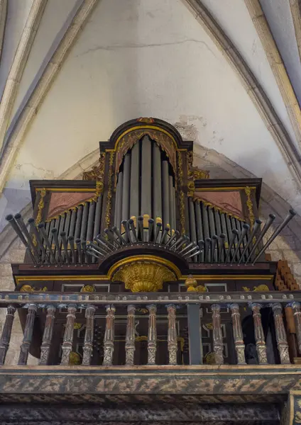 Caceres, Spain - Oct 26th, 2021: Church of San Juan, Caceres, Extremadura, Spain. Pipe organ