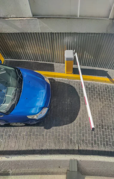 Car Acess Underground Parking Barrier Lowered Overhead View — ストック写真