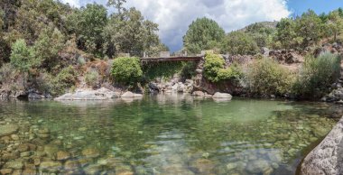 La Maquina Natural swimming pool. Crystal-clear waters spot in the heart of La Vera County,  Caceres, Extremadura, Spain