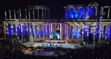 Merida, Spain - Sept 7th, 2022: Delivery of the Medals of Extremadura at Roman Theater of Merida. Live music performances