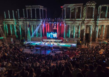 Merida, Spain - Sept 7th, 2022: Delivery of the Medals of Extremadura at Roman Theater of Merida. Live music performances