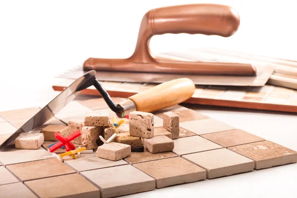 Working with ceramic tiles — Stock Photo, Image