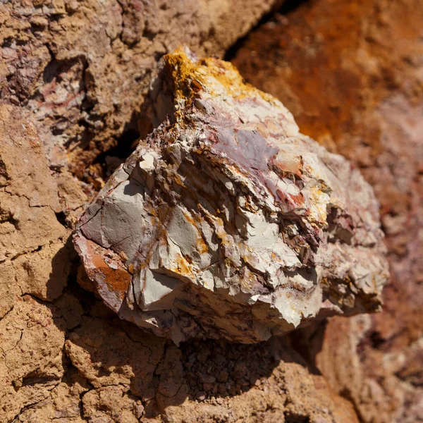 Demir, bakır ve diğer metaller gibi minerallerle dolu toprak.