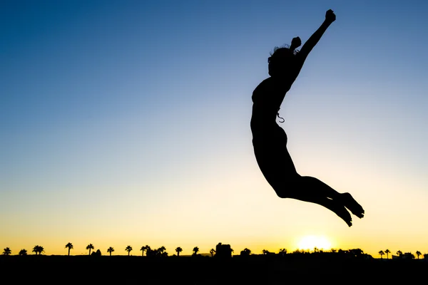 Woman Silhouette Jumping — Stock Photo, Image