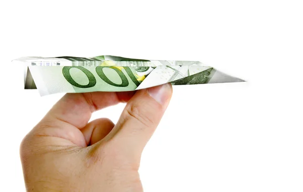 Hand Holding Banknote Paper Plane — Stock Photo, Image