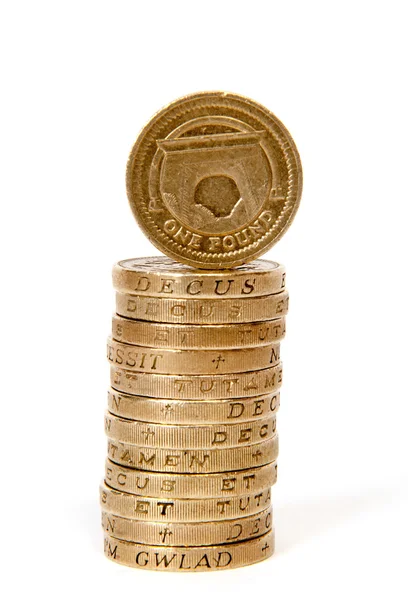 Stack of one pound coins — Stock Photo, Image