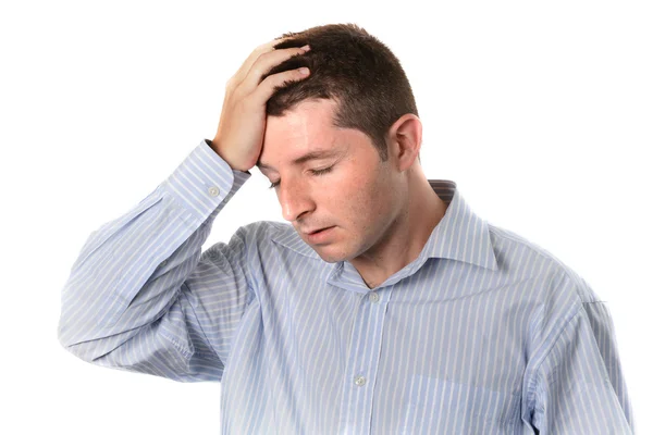 Affärsman över arbetat huvudvärk — Stockfoto