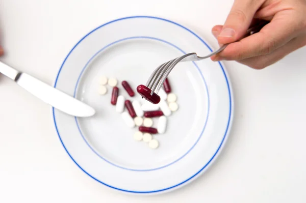 Medizinische Mahlzeit aus Tabletten und Tabletten — Stockfoto