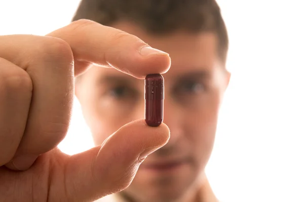 Male Hand Holding Pills — Stock Photo, Image