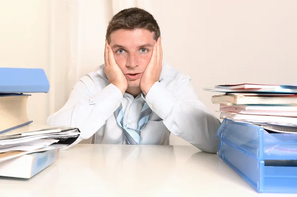 Overwhelmed Stressed Overworked Student or Businessman Royalty Free Stock Images