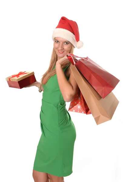 Jovem bela mulher compras de Natal — Fotografia de Stock