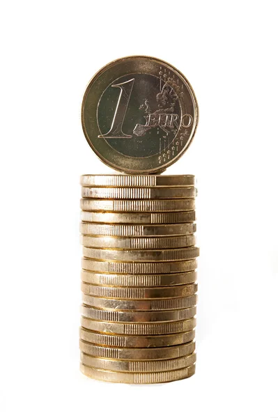 A stack of one Euro coins — Stock Photo, Image