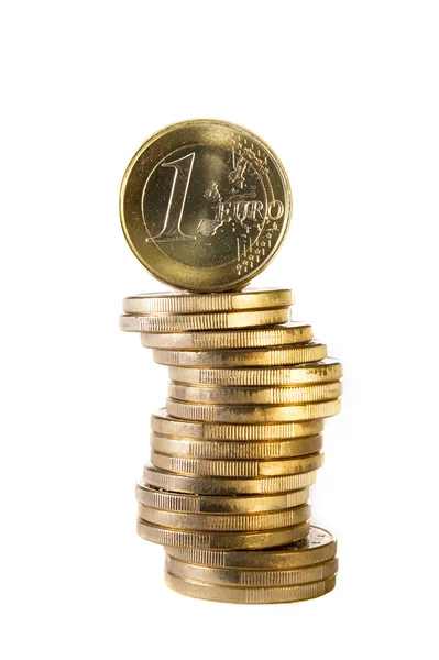 1 つのユーロ硬貨のスタック — ストック写真