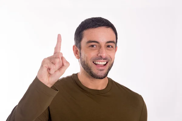 Man pointing up for copy space — Stock Photo, Image
