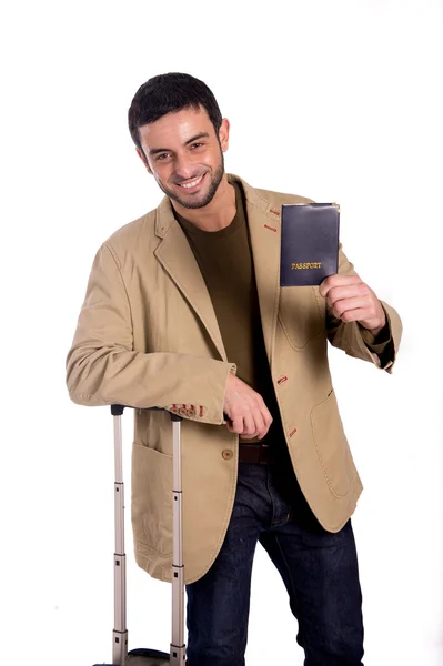 Adam tutarak pasaportu — Stok fotoğraf