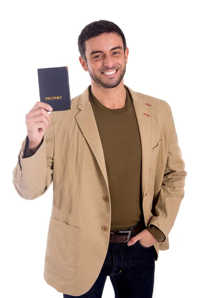 Adam pasaport tutar — Stok fotoğraf