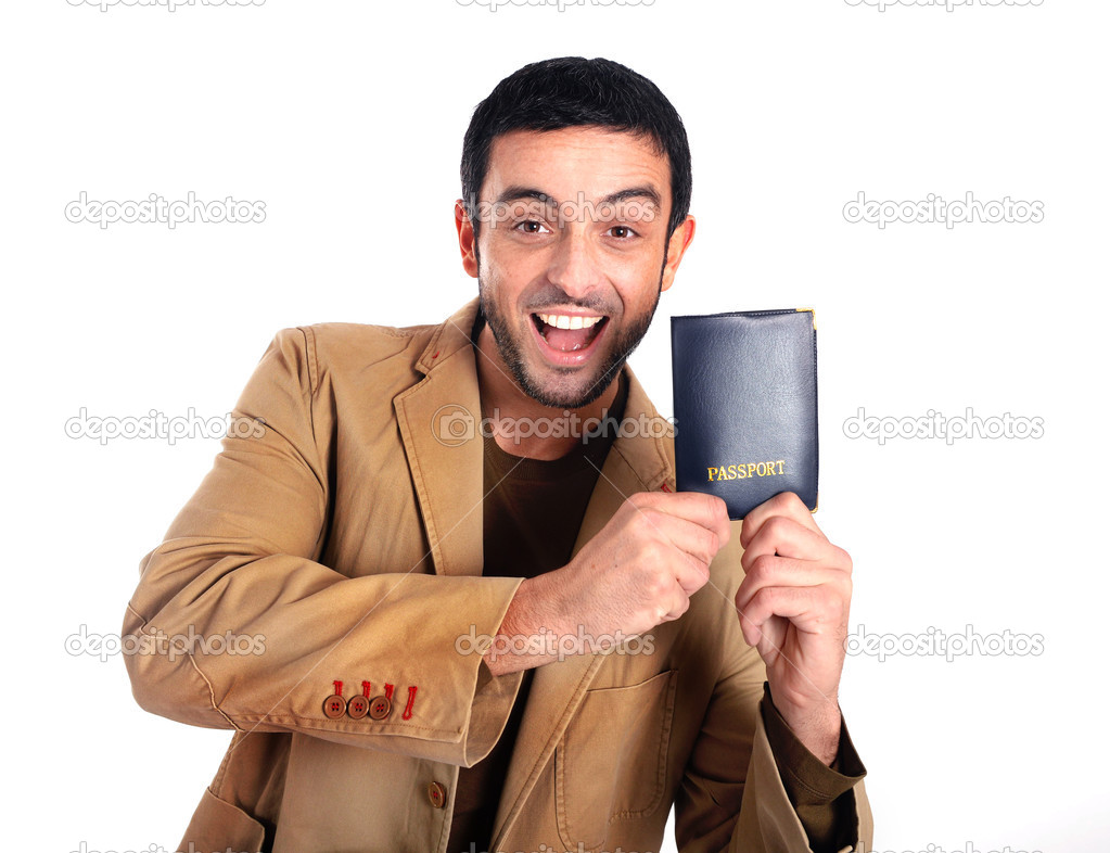 man holds passport