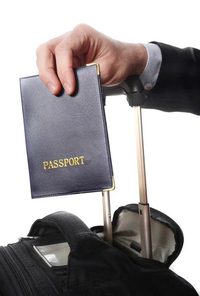 Business man hand close up holding passport — Stock Photo, Image
