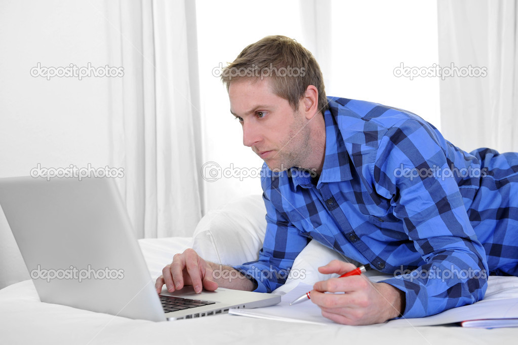  business man or student working and studying with computer