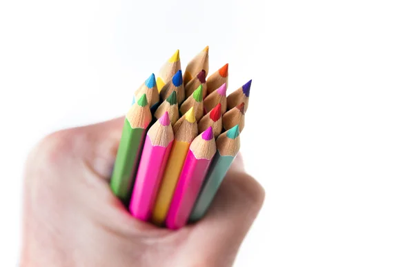 Set of drawing multi colour pencils with copy space — Stock Photo, Image