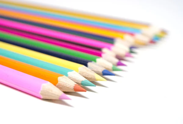 Conjunto de desenhos de lápis multicoloridos com espaço de cópia — Fotografia de Stock