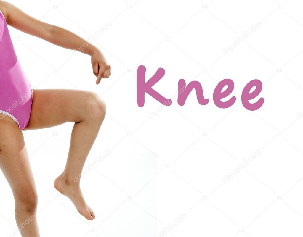 aprender inglés para escolar de los niños de niña señalando en su