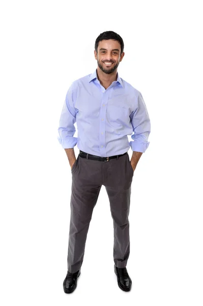 Young attractive business man standing in corporate portrait isolated on white background — Stock Photo, Image