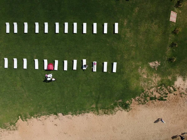 Gras Zonnebank Drone Landschap — Stockfoto